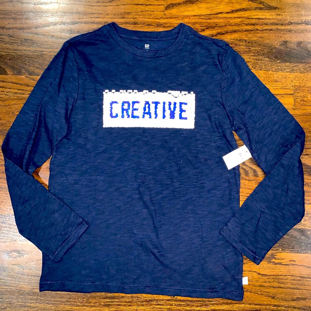 Gap Kids Flip Sequin Long Sleeve Tee Creative Genius L 10